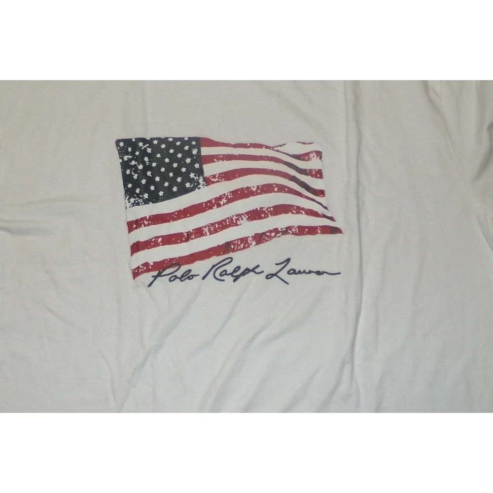 Polo Ralph Lauren Mens XXL White American Flag Graphic T-Shirt Classic Fit NWT